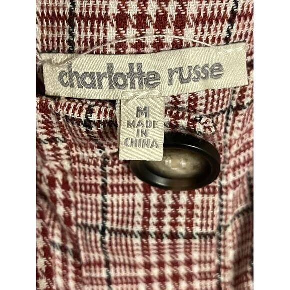 Charlotte Russe Red/White Plaid Button Front Romper Size Medium - Picture 7 of 8